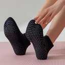 5 Pairs Pilates Socks with Grips for Women Non Slip Grip Yoga Crew Socks for Barre Hospital Barefoot Workout