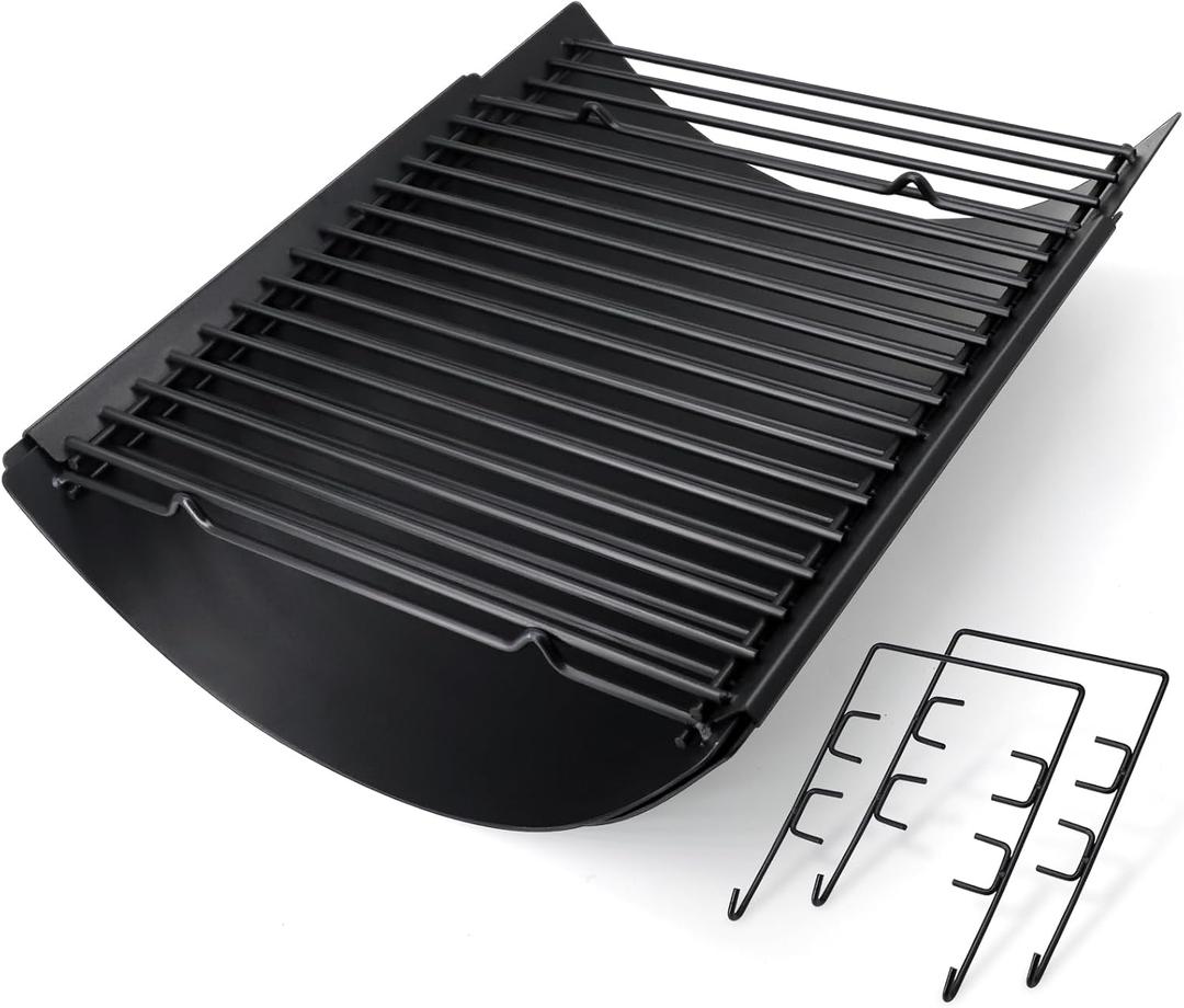 Hiorucet 15.5" - 26" Adjustable Ash Pan Drip Pan for Chargriller 5050 5650 2121 5072 3001 2828 2823 2123 1224 2929 2727 E1224 1224 5252 1324 Charcoal Grills, with 2pcs Grate Hangers Replacement Parts