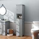 ChooChoo 67" Tall Bathroom Storage Cabinet Freestanding with Adjustable Shelves, Narrow Storage Linen Cabinet with 2 Doors and 1 Drawers for Bathroom, Living Room, Kitchen, Grey