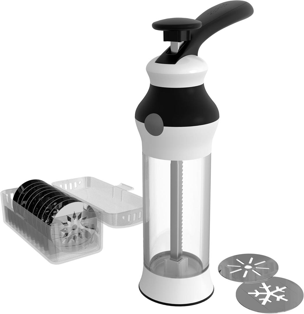 14-Piece Cookie Press Set - Upgraded - Stainless Steel Disks & Storage Case - Heavy-Duty Design