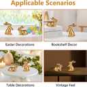 Easter Bunny Decorations,Vintage Gold Rabbit Figurine, Small Resin Bunnies for Home Spring Farmhouse Decor (Gold Faceted-2PCS)