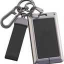 ontto Genuine Leather Key Fob Cover Fit for Lexus Card Key Fob Metal Frame Key Shell for LX570 LS460 LX600 2016-2022 (Black)