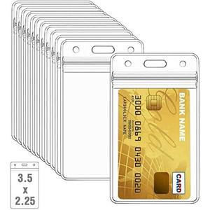 60 Pcs Clear Plastic Vertical Name Badge ID Card Holders