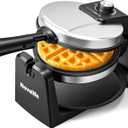 Waffle Maker, Rotating Belgian Waffle Maker, 180 Flip Waffle Iron, Non-Stick Plate, Adjustable Browning Control, Foldable Cool Touch Handle, Removable Drip Tray, Space Saving Storage, Stainless Steel (Black)