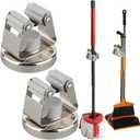 MUTUACTOR Magnetic Broom Holders,2pcs Anti-broken Heavy Duty Magnetic Clips Wall Mount,No Drilling 10lbs Magnetic Hooks Broom Mop Brackets for Work Cargo Garage Laundry Work Van Accessories