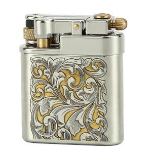 CHIEF Chrome Plated Brass Kerosene Lighter, Lift Arm Ignition, Grinding Wheel
