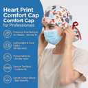 Scrub Caps for Women Nursing Hats with Buttons Adjustable Scrub Hats for Dentist Hats with Sweatband Adjustable Ponytail Holder Multi