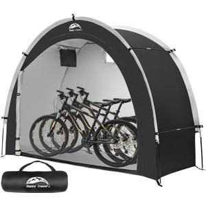 Happy Travel Bike Storage Tent Shed, Outdoor Waterproof Bicycle Covers Shelter with Window for up to 8 Bikes, Oversized Outside Portable Sheds for Lawn Mower, Garden Tools, Size: 5x7x5.6ft