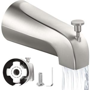 Tub Spout with Diverter Slip-Fit Bathtub Faucet Spout Replacement, 1/2 Copper Pipe Connection, Easy to Install, Universal for Bathroom Shower (Brushed Nickel)