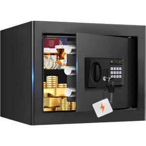 1.3 Cuft Small Fireproof Safe for Home, Personal Security Fire Safe Box with Digital Keypad, Spare Key and Removable Shelf, Home Safes Water and Fireproof for Money, Jewelry, Gifts for Mother's Day