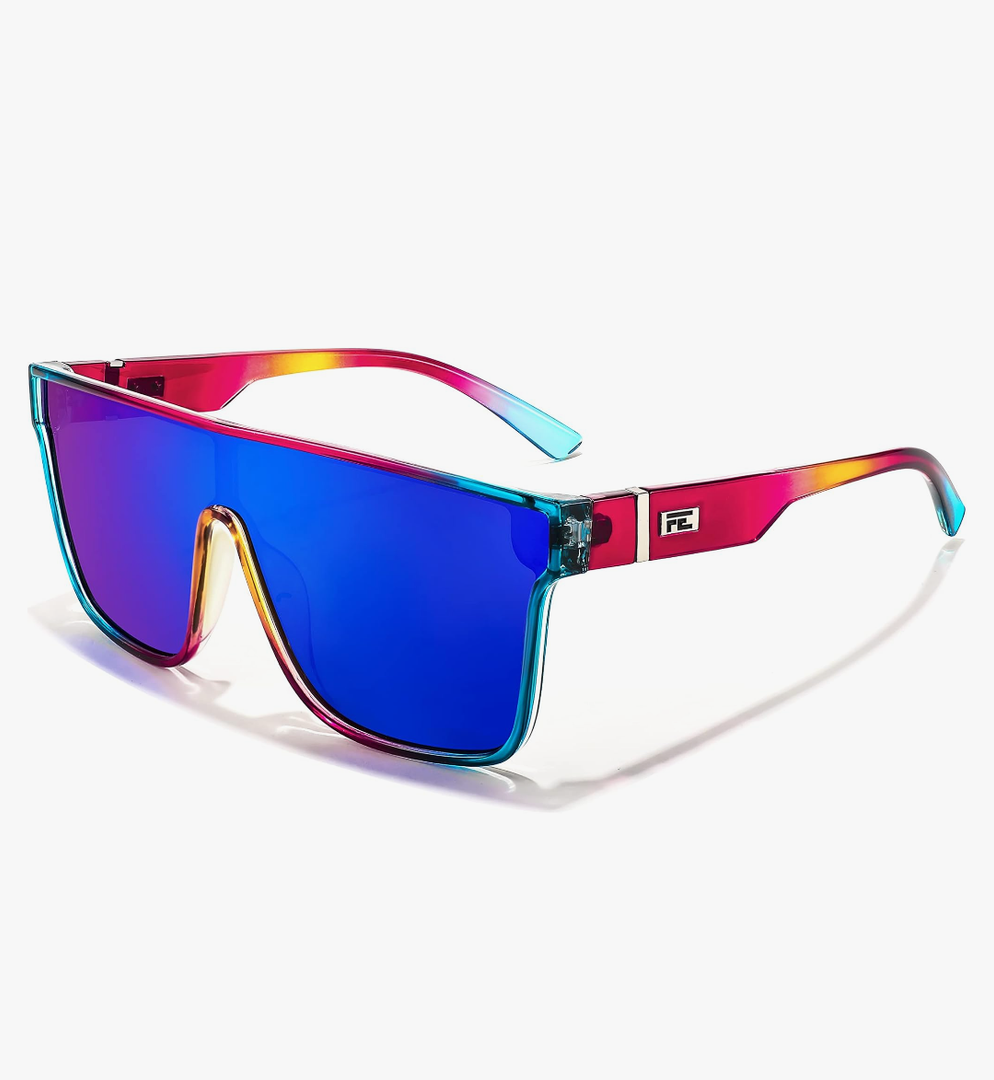 FEISEDY Sunglasses for Women Men, Fashion Mirrored Single Lens, Driving Beach Sunnies UV400 Shades B2996