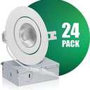 QPLUS 4Inch Eyeball Gimbal LED Recessed Light with Junction Box, Ultra Thin Dimmable Swivel Adjustable Downlight, Canless Ceiling Light 10 Watts, 750lm, ETL Listed (White, 1 pack)