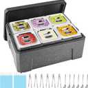 Insulated Cold Food Buffet Ice Serving Trays 6 Lids 6 Pans 2 Ice Packs Insulation Box Cooled Condiment Serving Container Ice Platter Food Cooler for Parties Buffets Fruit Market