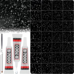 36000Pcs Black Rhinestones Gems for Bedazzling, Bedazzle Crystal Stones Resin Flatback Bedazzled Kit Flat Back Diamond Jewel Mixed 2-6MM with B7000 Glue for Crafting Clothes Clothing Crafts Decoration (Large Pack + 3Pcs Glue)
