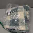 AQOTHES Light Green White Plaid Winter Throw Pillow Covers 18x18 Inch Set of 2, Boucle Faux Fur Pillow Covers,Cozy Fluffy Home Living Room Farmhouse Decor for Sofa Couch Bed