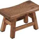Solid Wood Step Stool, Rustic Small Wooden Stool for Adults, Kids and Toddlers, Mini Bench Plant Stand Fishing Stool for High Beds, Kitchen, Bathroom, Closet, Sink