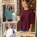 Huukeay 4 Pack Women's Oversized T Shirts Cotton Crewneck 3/4 Sleeve Tops Baggy Loose Fit Gym Workout Basic Casual Tees