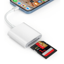SD Card Reader for iPhone, Memory Card Reader with Dual Slot for SD/TF Card Plug and Play Trail Game Camera SD Card Viewer Lightning to MicroSD Card Camera Adapter for iPad No App Required