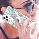 LUHOURI for iPhone 16 Pro Case with Screen Protector - Crystal Acrylic Clear - Fashionable Pattern Design -Wireless Charging -Slim Fit Protective Phone Cover for Women Girls,Tropical Floral Leaves
