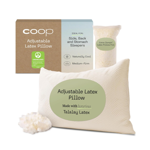 Coop Home Goods Adjustable Latex Pillow King, with Talalay Latex & Microfiber Fill, Best Pillows for Sleeping, Naturally Cooling, Eco-Friendly, Medium Firm Pillow for Back, Stomach or Side Sleepers