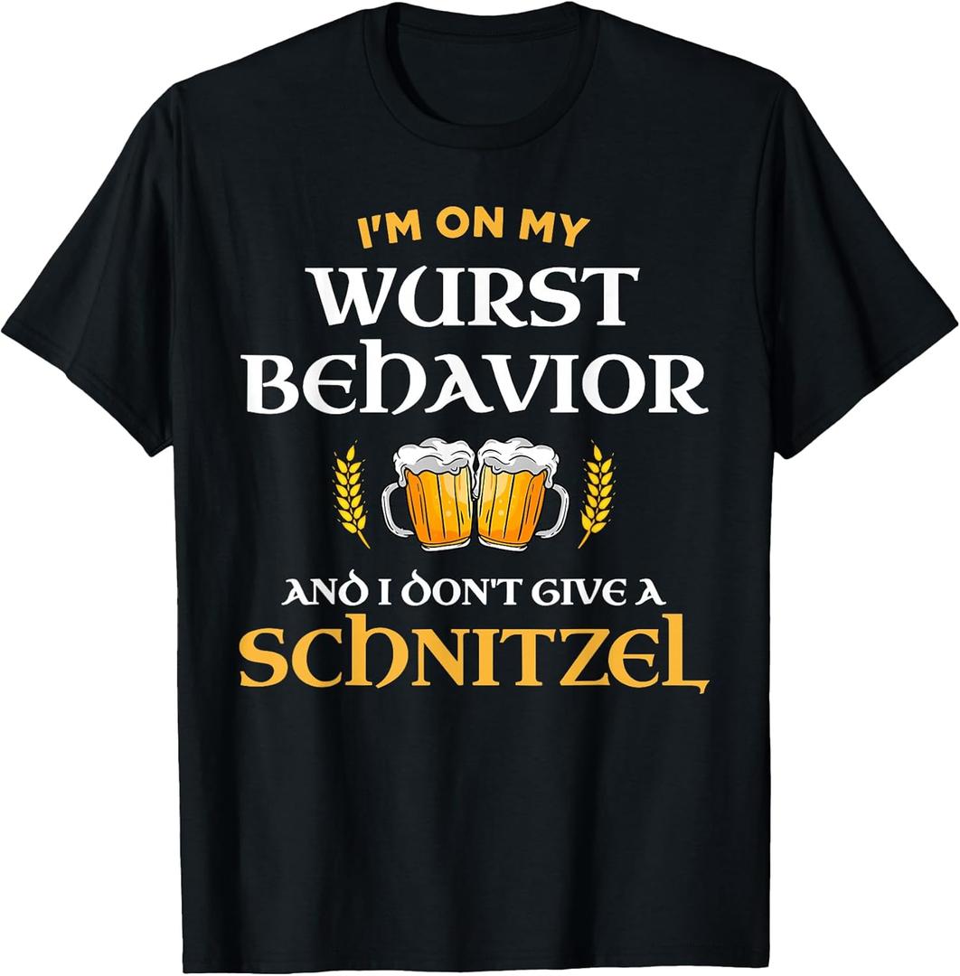 Oktoberfest German Festival On My Wurst Behavior Schnitzel T-Shirt L