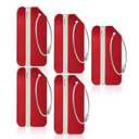 Aluminum Luggage Tags, Luggage Tag Holders for Travel Luggage Baggage Identifier by Ovener (5Pack Red)