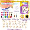 2 x YOFUN Paint Your Own Wooden Magnet - Wood Painting Craft Kit and Art Set for Kids, Art and Craft Supplies Party Favors for Boys Girls Age 4 5 6 7 8, Easter Crafts & Basket Stuffers (Large)