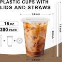 Lamosi 300 Pack 16 oz Plastic Coffee Cups with Lids, Disposable Clear Cups