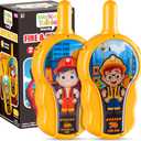 Kids Walkie Talkies 2 Pack, Construction Theme, Outdoor Camping Toys Birthday Gifts for Boys Girls Age 2-7