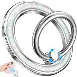 Phone Ring Holder Compatible with MagSafe - Magnetic Cell Phone Grip Magnet Removable Finger Ring Grip Stand Cute Girly Kawaii Color Conch Design for iPhone 17 Pro Max 16 15 14 13 12 Series