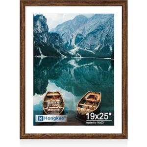 Hongkee 19x25 Frame, Rustic Brown Wood Style, Wall Mounting