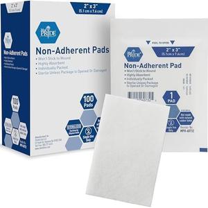 MED PRIDE Sterile Non Stick Pads for Wounds Non-Adherent Highly Absorbent Painless Removal Individually Wrapped (2x3 Inch (Pack of 100)