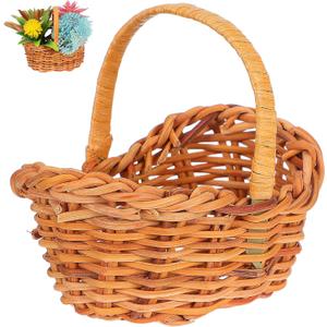 Cabilock Mini Woven Baskets with Handles Farmhouse Dollhouse Small Wooden Basket Miniature Candy Storage Home Decor for Wedding Party Favors Tree Hanging Ornaments Crafts