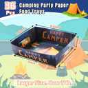 Ziliny 36 Pcs Camping Party Supplies 5 lbs Camping Adventure Nacho Boats Large Paper Serving Trays for Burger Fries Hot Dog Taco BBQ Popcorn Campfire Hiking Camper Theme Forest Nature Hiking Party