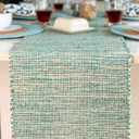 Chardin home Eco-Friendly Natural Jute/Cotton Table Runner, Size: 13x72. Jute/Aqua-Turquoise