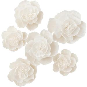 MEJOY Crepe Paper Flowers Decoration for Wall, Artificial Flowers for Wedding Decor, Flower Backdrop Decor, Baby Shower, Birthday Party, Photo Backdrop, Archway Decor, Nursery Wall Decor(White, Set/ 6)
