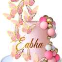 47PCS Pink Butterfly Cake Decorations With Purple Pink Gold Balls Cake Toppers for Baby Shower Wedding Birthday Bridal Shower Party Decor
