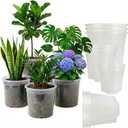 10/8/7/6 Inch Clear Nursery Pots (12 Pack) - Multi-Size Decorative Pot Liners with Drainage - Root Monitoring Transparent Planters for Monstera, Orchids & Aroids - Thick Reusable Inserts