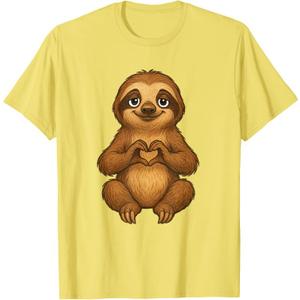 Sloth with Heart | Sweet Sloth with Heart Symbol T-Shirt, Lemon Yellow 2T