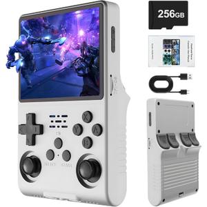 R40S PRO Retro Gaming Console, 30000+ HD Games Handheld Game Console, 3800mAh Rechargeable Mini Retro Video Console with 256GB TF Card, Portable Pocket Arcade (White)