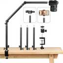 Heavy Duty Overhead Camera Desk Mount Stand 14.5"-41" with 1/4" Screw, 3-Section 360Rotatable Detachable Articulating Boom Arm with Enlarged Handle C Clamp, Tabletop Light Stand for Streaming Vlog