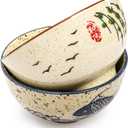 6 Pack Retro Ceramic Bowls, 4.5 Inch Japanese Rice Bowl, 10 Oz Small Soup Serving Set Hand-painted Cereal Holder for Salad, Dessert, Ice Cream, Noodles, Dishwasher Microwave Safe, Standard