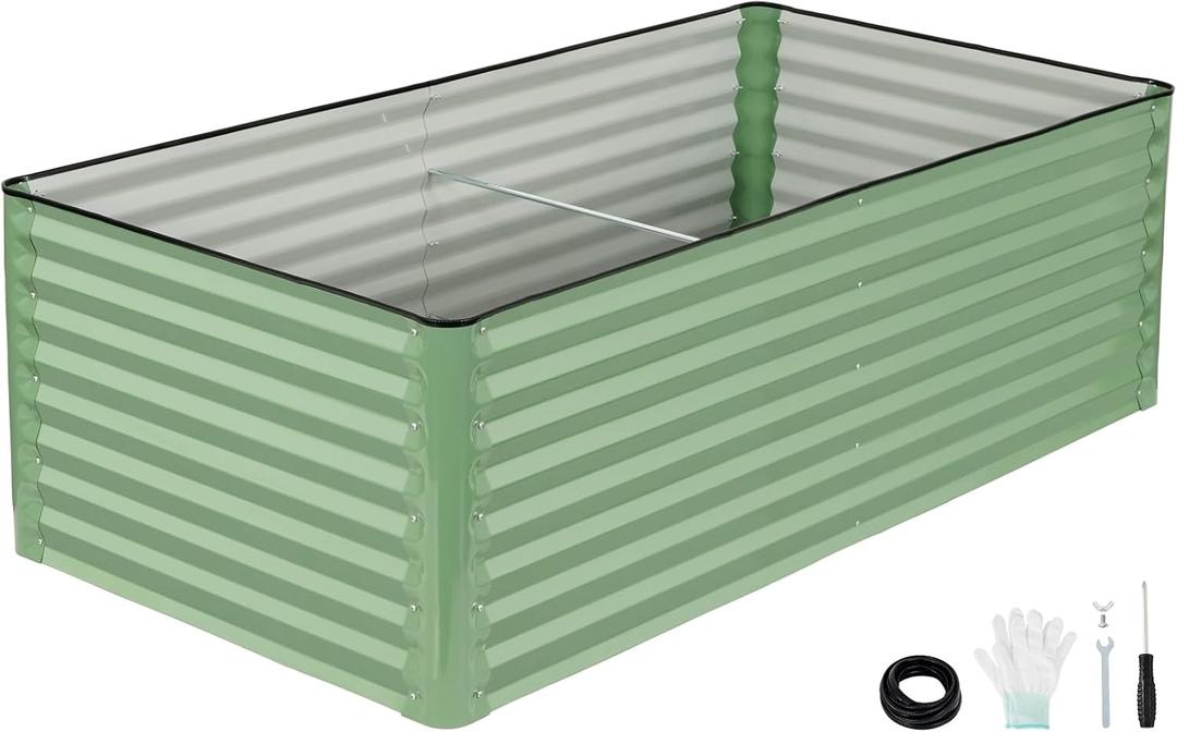 6x3x2 Ft Galvanized Steel Raised Garden Bed, Green, 1 Pack