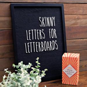 Skinny Felt Board Letters Only Set NO BOARD INCLUDED, Rae Inspired Font Farmhouse Decor Accessory, 2 Inch White Plastic Letters Numbers Symbols For Changeable Felt Letter Board Message Bulletin