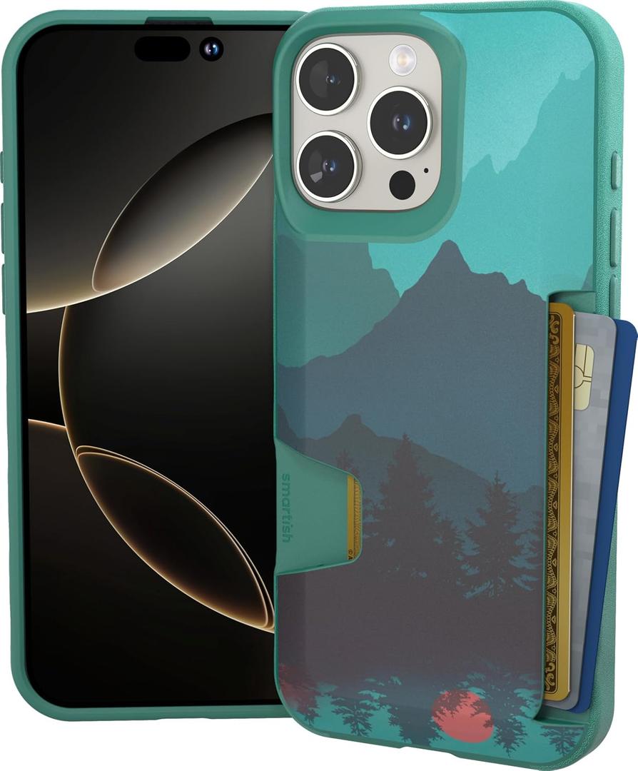 Smartish iPhone 16 Pro Max Wallet Case - Wallet Slayer Vol. 1 [Slim + Protective] Credit Card Holder - Drop Tested Hidden Flip Card Slot Cover Compatible w/Apple iPhone 16 Pro Max - Moving Mountains