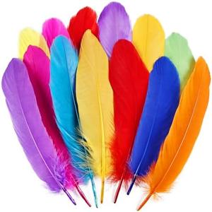 MAOFENG 150pcs 5-7 Inches Natural Goose Feathers Bulk DIY Crafts Feathers for Wedding Party Halloween Clothing Accessories,Mix Color
