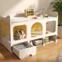 Rabbit Cage with Storage Space, Transparent Door & Waste Collection Tray Sturdy, Spacious, & Easy-to-Clean Ideal for Rabbits, Guinea Pigs, and Small Pets