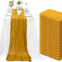 15 Pack Cheesecloth Table Runner 10Ft Romantic Cheese Cloth Table Runner 35 x120 Inch Rustic Gauze Boho Table Runners for Wedding Birthday Party Baby Bridal Shower Gender Reveal Table Decor(Mustard)