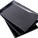 Supernal 12 Pack Black Plastic Serving Trays, 15"x10" PlasticTrays, Plastic Fast Food Tray, Heavy Duty Platters, Disposable Serving Party Platters BlackParty Serving Trays