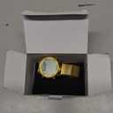 Women's Step Counter Pedometer Watch with Stainless Steel Bracelet, Stylish Design, No App, No Charging Needed for Step, Calorie, Distance, Alarm, Countdown TimerTU-2401 (Gold)